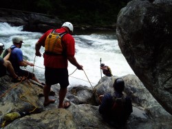 Workers search for a Florida man who fell off a raft Wednesday on the Wild and Scenic Chattooga River.